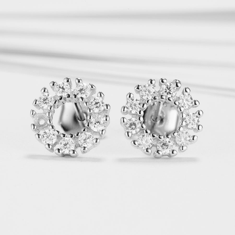 GE3111 925 Sterling Silver Shinning Cubic Zirconia Stud Earring