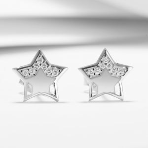 GE3113 925 Sterling Silver CZ Pentagram Stud Earring For Women