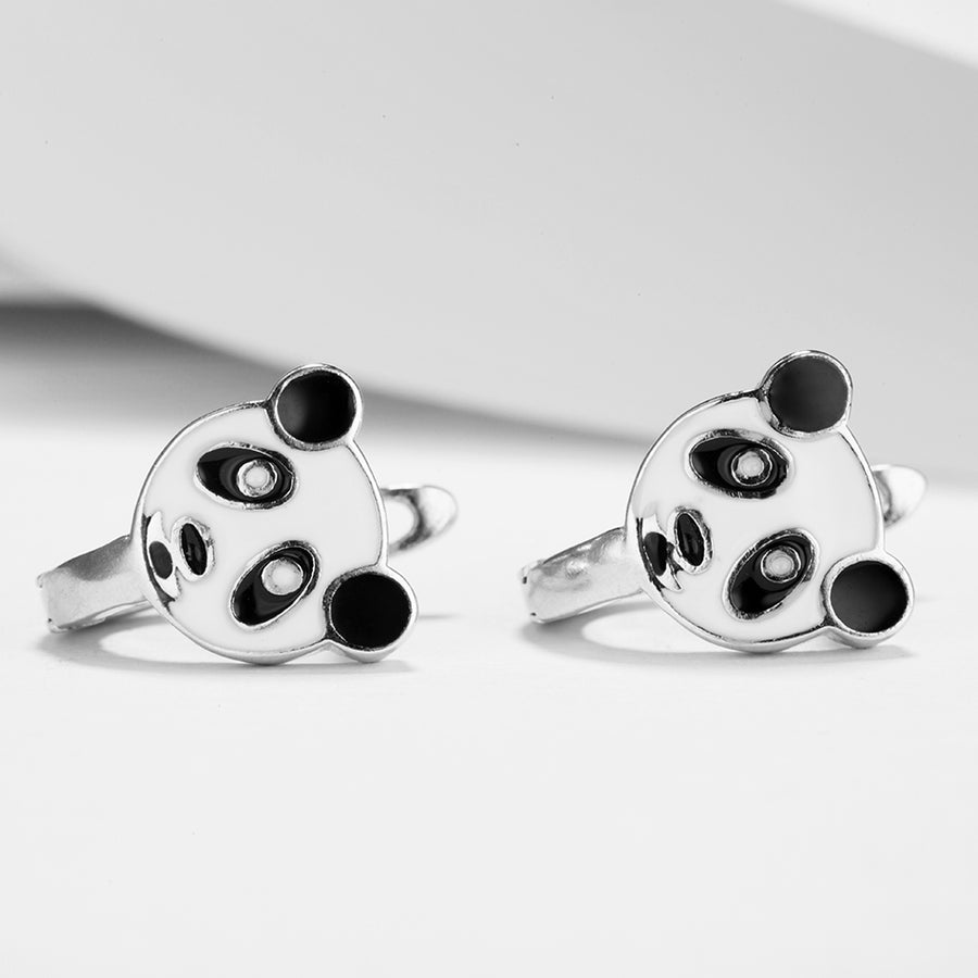 GE3126 925 Sterling Silver Cute Panda Hoop Earring