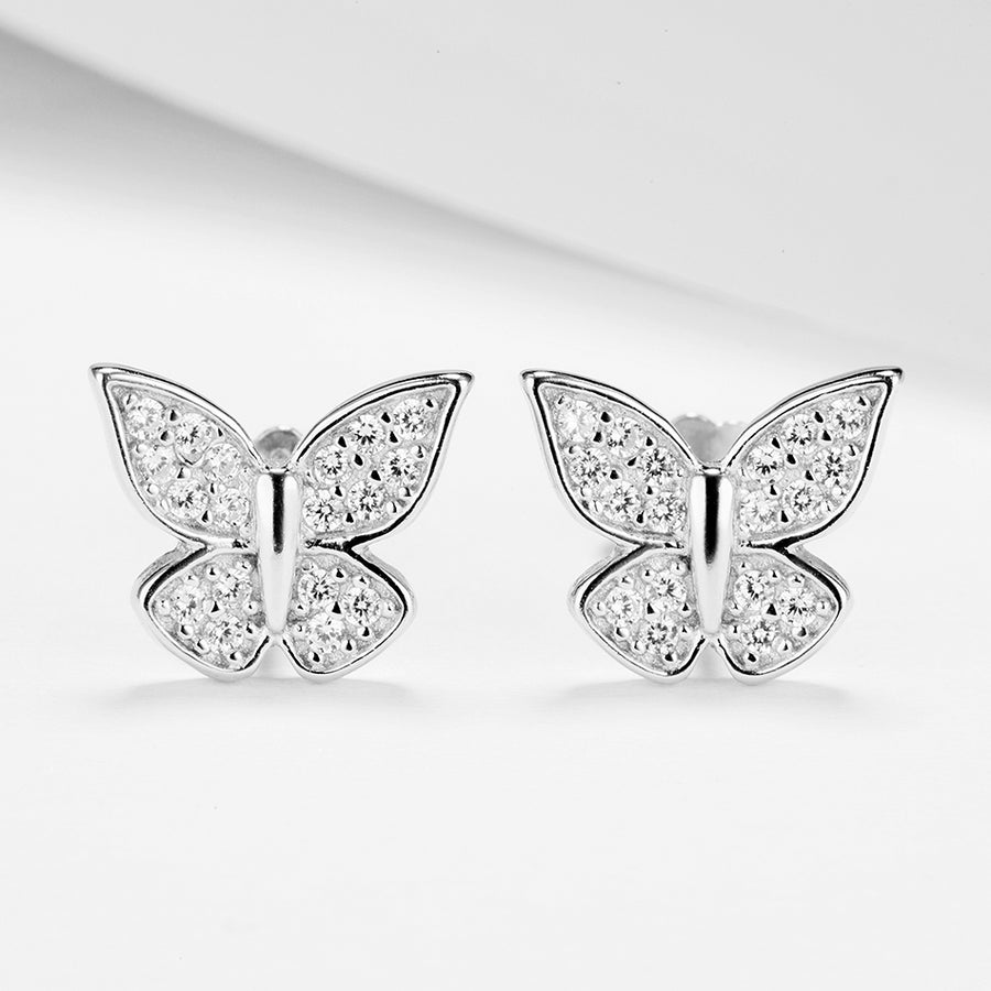GE3127 925 Sterling Silver Women Jewelry Butterfly Stud Earring