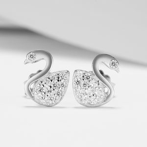 GE3133 925 Sterling Silver Elegant Swan Stud Earring