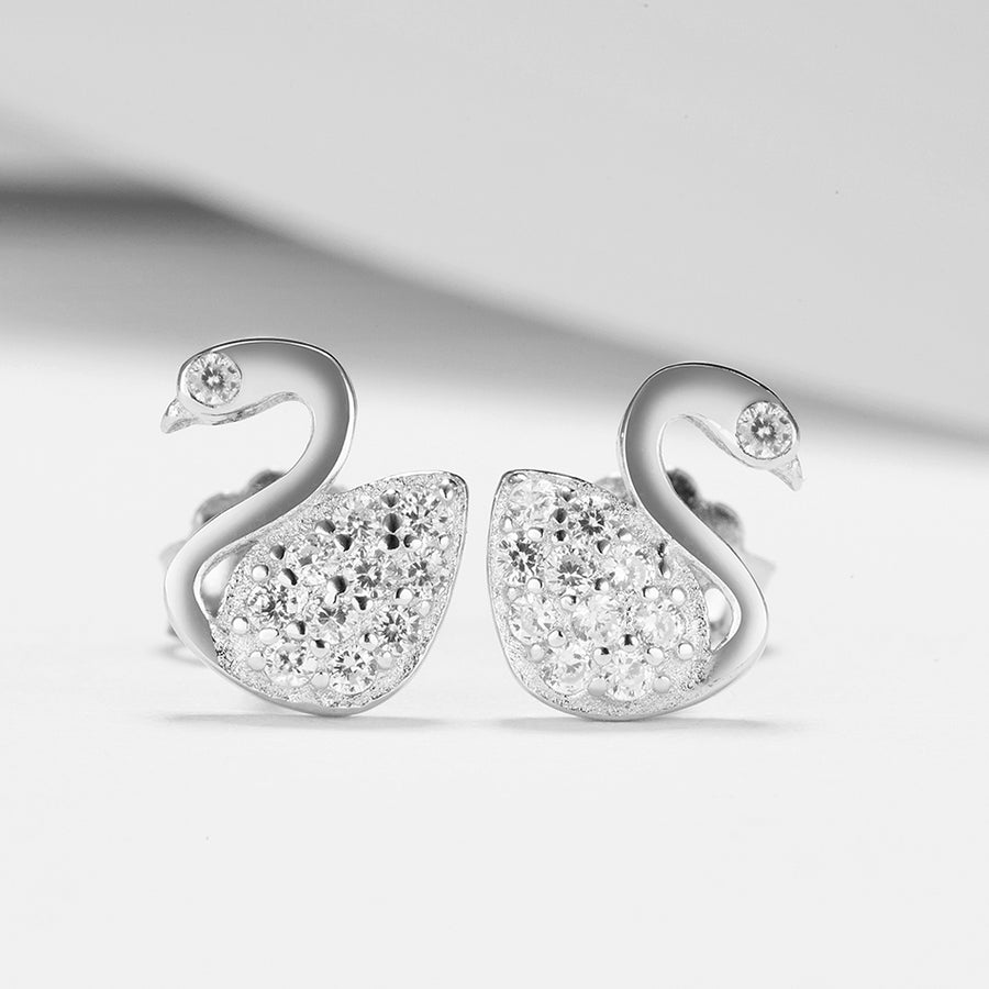 GE3133 925 Sterling Silver Elegant Swan Stud Earring