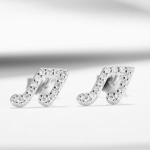 GE3140 925 Sterling Silver Music Note Stud Earring For Women