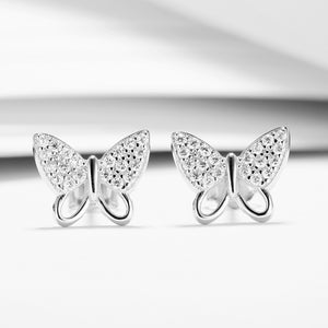 GE3148 925 Sterling Silver Women Butterfly Mini Stud Earring