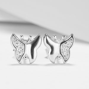 GE3157 925 Sterling Silver Cubic Zirconia Butterfly Stud Earring For Gilrs