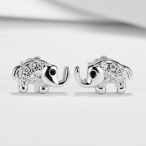 GE3158 925 Sterling Silver Mini Elephant Stud Earring With CZ