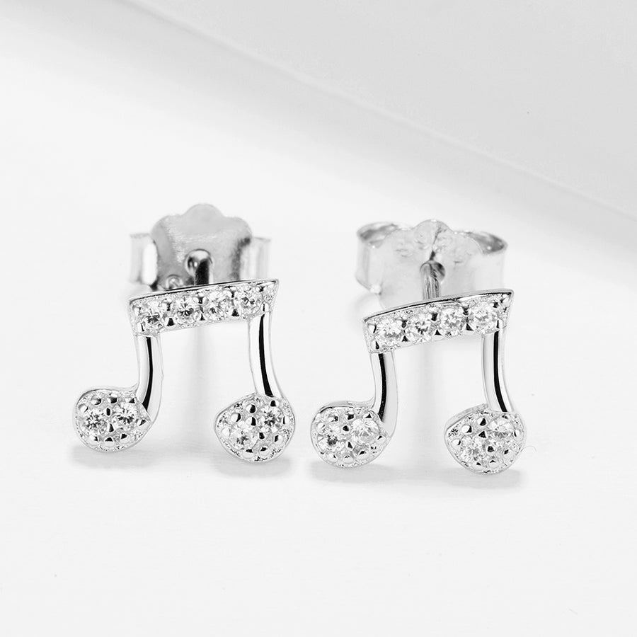 GE3159 925 Sterling Silver Shinning Music Note Stud Earring For Girls