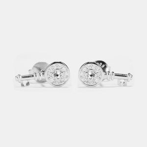 GE3161 925 Stertling Silver Four-Leaf Clover Key Stud Earring