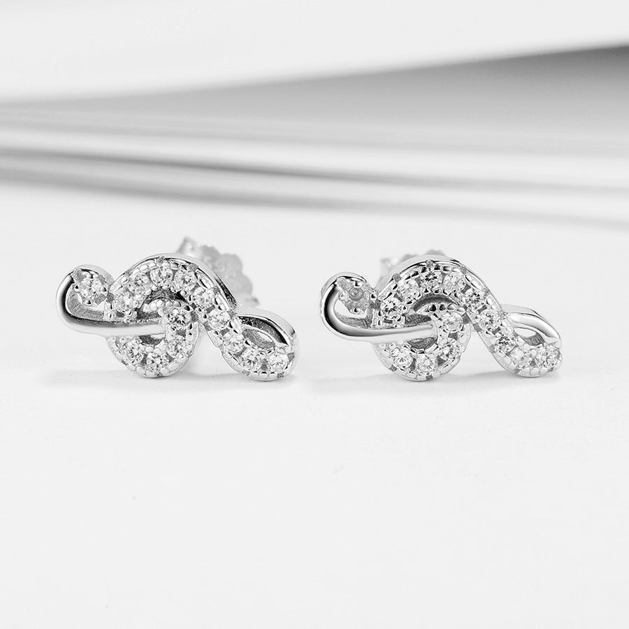 GE3170 925 Sterling Silver Music Note CZ Stud Earring
