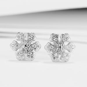 GE3171 925 Sterling Silver Snowflake Cubic Zirconia Stud Earring