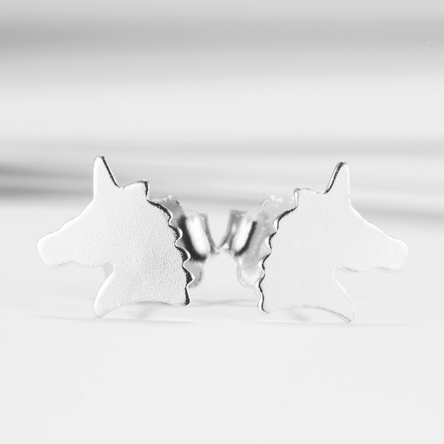 GE3174 925 Sterling Silver High Polish Unicorn Stud Earring For Girls