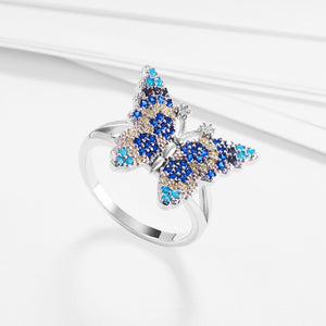 GJ4051 925 Sterling Silver Colorful Butterfly CZ Ring