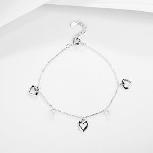 GS2105 925 Sterling Silver White Enamel Heart Bracelet