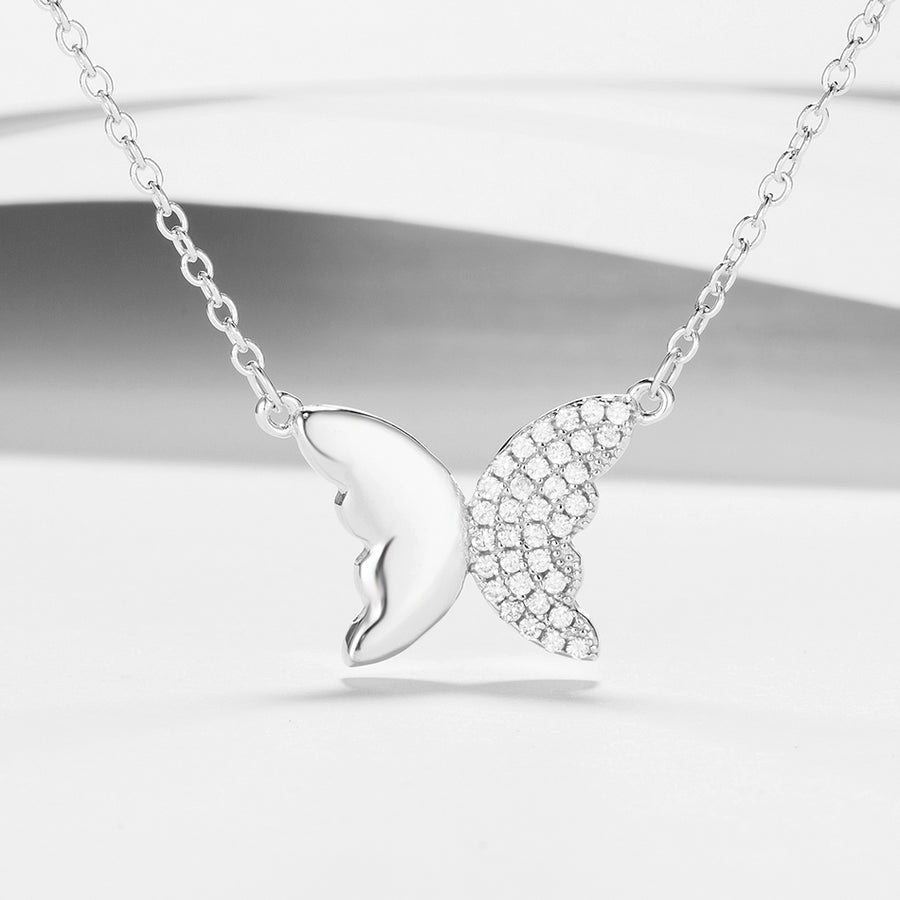 GX1192 925 Sterling Silver Boutique Butterfly CZ Necklace