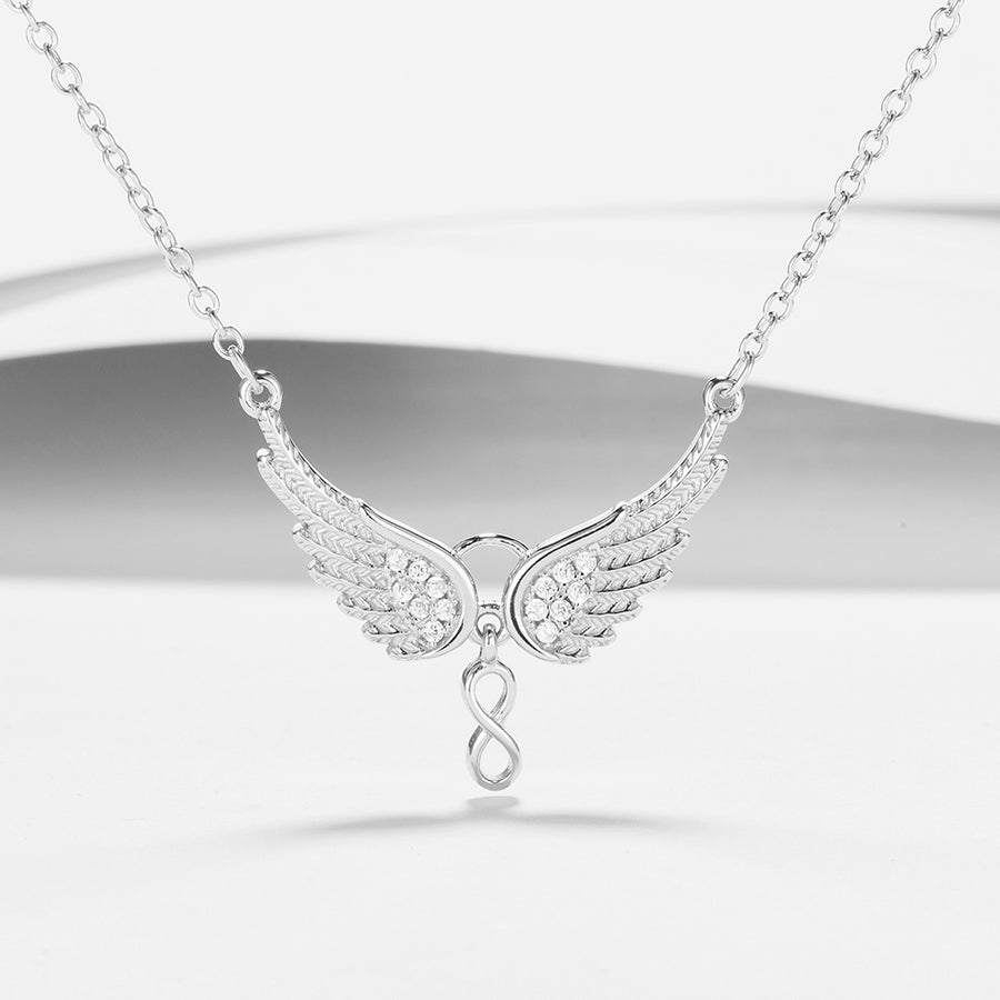 GX1193 925 Sterling Silver Wings of Liberty CZ Necklace