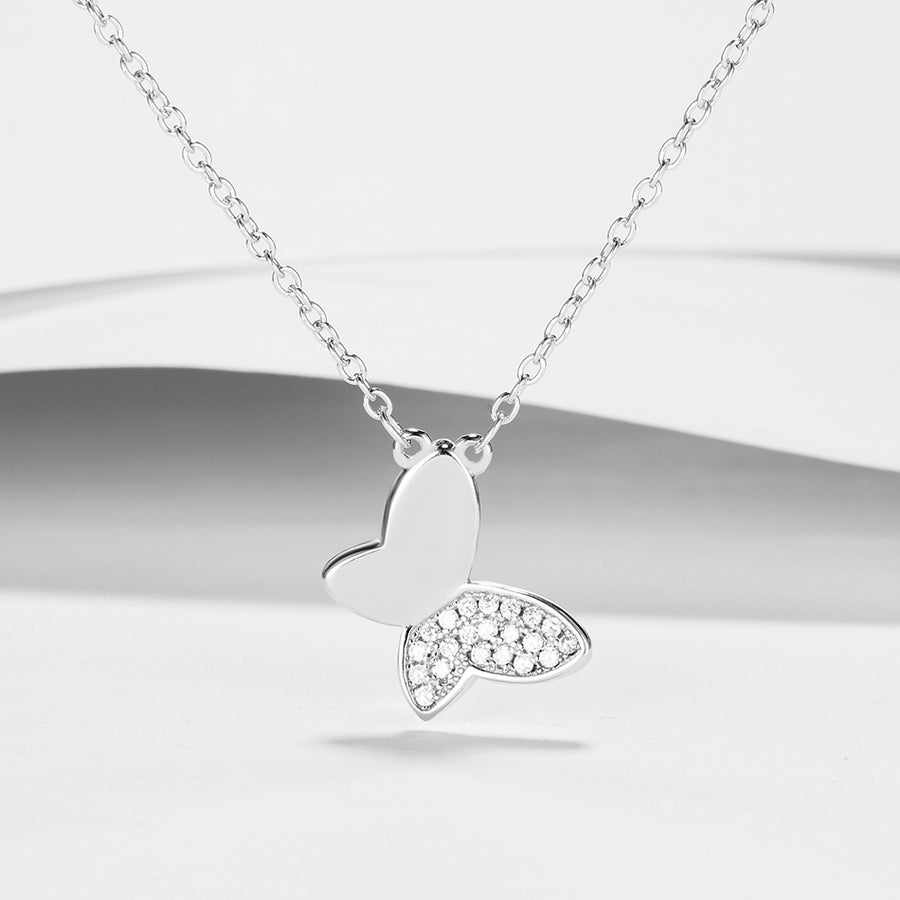 GX1197 925 Sterling Silver Single Butterfly Pendant Necklace