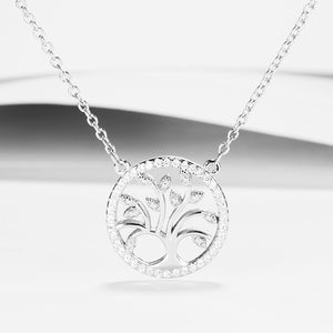 GX1206 925 Sterling Silver Life Of Tree Round Pendant Necklace