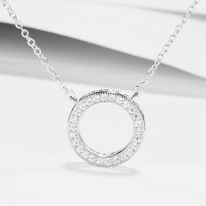 GX1207 925 Sterling Silver Halo Circle Necklace For Women