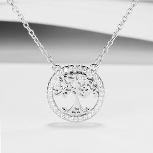 GX1208 925 Sterling Silver Family Tree Round Pendant Necklace