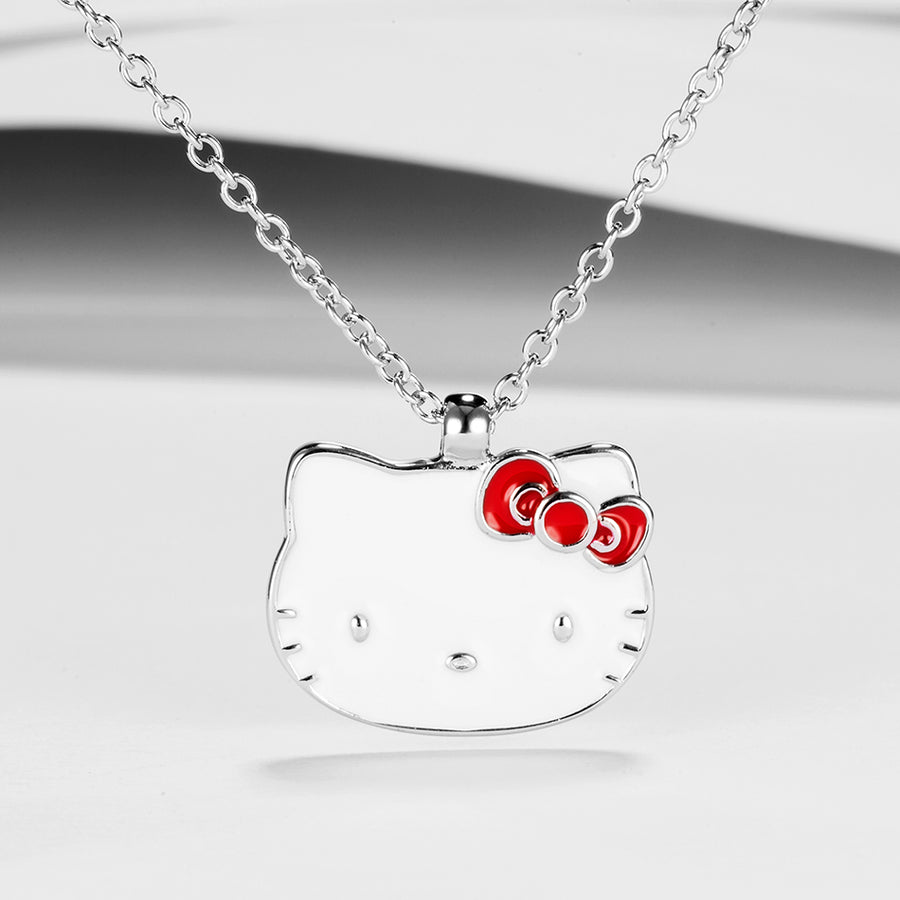 GX1209 925 Sterling Silver Cartoon Hello Kitty Enamel Necklace