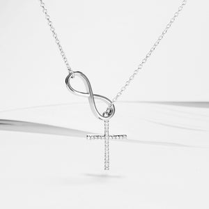 GX1211 925 Sterling Silver Endless & Cross Lariat Necklace