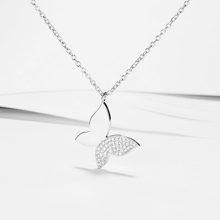 GX1221 925 Sterling Silver Women Butterfly Necklace