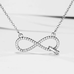 GX1239 925 Sterling Silver Endless Cubic Zirconia Necklace