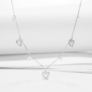 GX1264 925 Sterling Silver Trio Heart Pearl Necklace