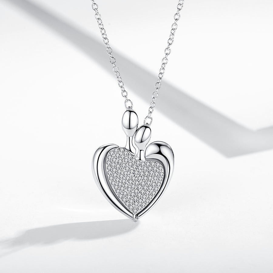 GX1427 925 Sterling Silver Cubic Zirconia Heart Necklace