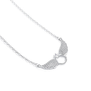 GX1016 925 Sterling Silver CZ Angel wings  Necklace