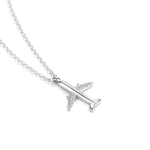 GX1024 925 Sterling Silver The Aircraft With CZ Necklace