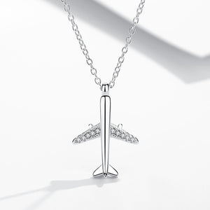 GX1024 925 Sterling Silver The Aircraft With CZ Necklace