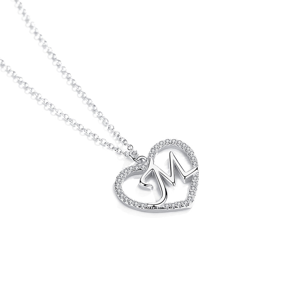 GX1026 925 Sterling Silver Shape Heart "MOM" Necklace
