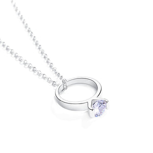 GX1028 925 Sterling Silver Diamond Ring Pendant Necklace