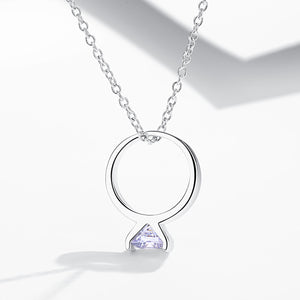GX1028 925 Sterling Silver Diamond Ring Pendant Necklace