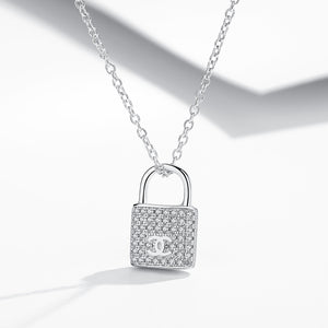 GX1033 925 Sterling Silver The Lock With Double C Pendant Necklace