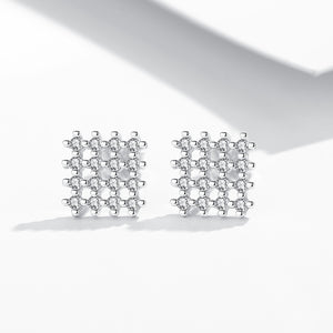 GE3080 925 Sterling Silver White CZ Cubic Stud Earring