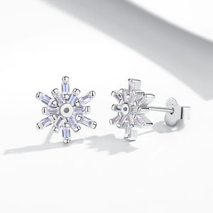 GE3079 925 Sterling Silver Snowflake Stud Earring