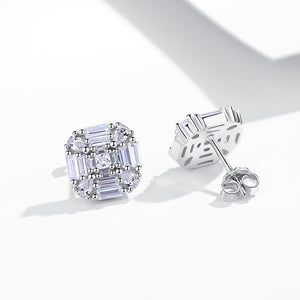 GE3070 925 Sterling Silver White CZ Cubic Stud Earring
