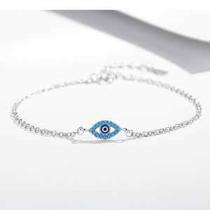 GS2016 925 Sterling Silver Blue Evil Eye Bracelet