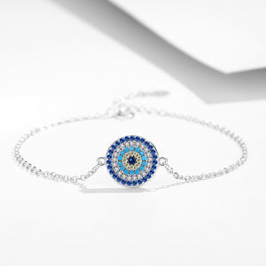 GS2026 925 Sterling Silver Blue Evil Eye Bracelet