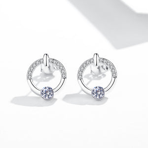 GE3003 925 Sterling Silver White CZ Round Stud Earring