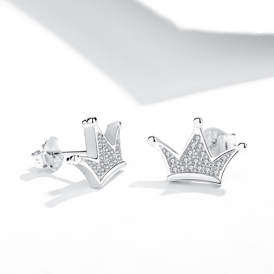 GE3014 925 Sterling Silver Crown Stud Earring