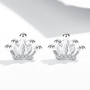 GE3015 925 Sterling Silver Crown Stud Earring