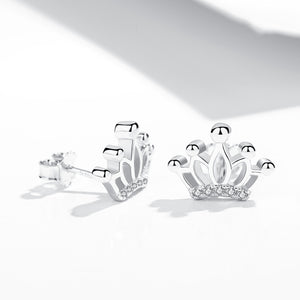 GE3015 925 Sterling Silver Crown Stud Earring