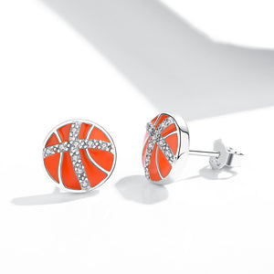 GE3016 925 Sterling Silver Basketball Stud Earring