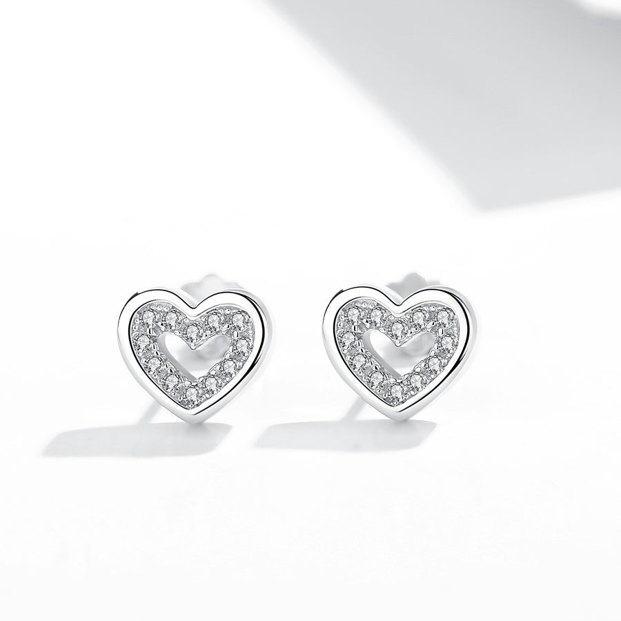 GE3017 925 Sterling Silver Heart Stud Earring