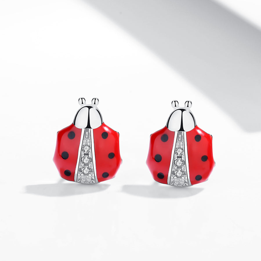 GE3022 925 Sterling Silver Ladybug Stud Earring