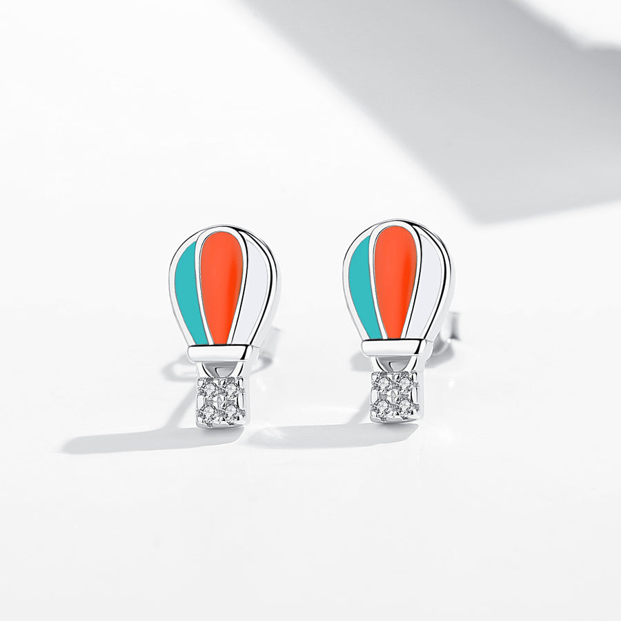 GE3028 925 Sterling Silver Hot-Air Balloon Stud Earring