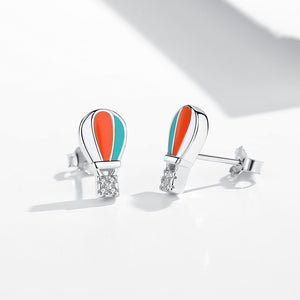 GE3028 925 Sterling Silver Hot-Air Balloon Stud Earring